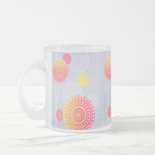 Lebhafter rosa Gelber Random Mandala Mattglastasse (Links)