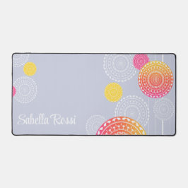 Lebhafter rosa Gelber Random Mandala Personalisier Schreibtischunterlage