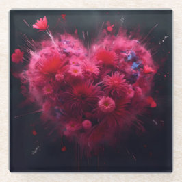 Lebhafter rosa Herzschlag Glasuntersetzer