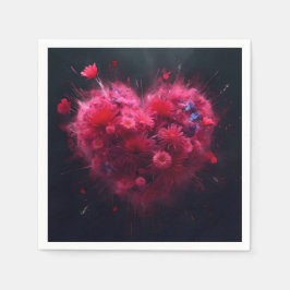 Lebhafter rosa Herzschlag Serviette