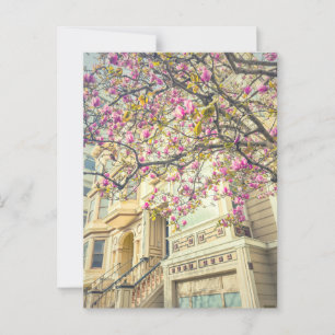 Lebhafter rosa Magnolienbaum und Viktorianisches H Postkarte