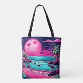 Lebhafter rosa Mondstrand Tasche (Rückseite)