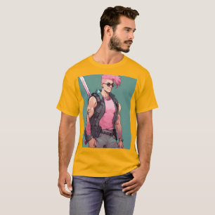 Lebhafter, rosa und gelber T - Shirt im fröhlichen