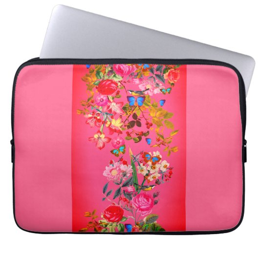 Lebhafter Rosa Vintage Rose Garten Laptopschutzhülle (Vorderseite)