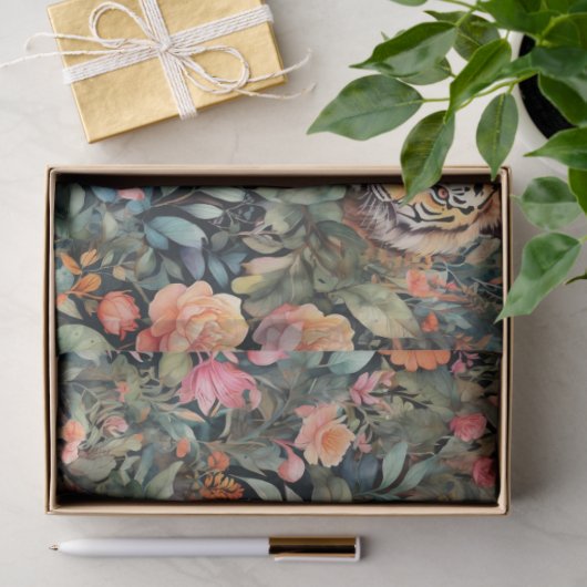 Lebhafter Rose- und Tigerdschungel Seidenpapier (Geschenk)