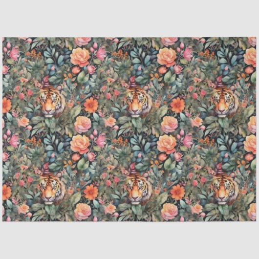 Lebhafter Rose- und Tigerdschungel Seidenpapier (Vorderseite)