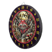 Lebhafter rot-weißer Raccoon glänzt in der Natur Dartscheibe (Vorderseite rechts)