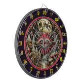 Lebhafter rot-weißer Raccoon glänzt in der Natur Dartscheibe (Vorderseite Links)