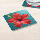 Lebhafter Roter Hibiskus in vollem Glanz Untersetzer (angewinkelt)