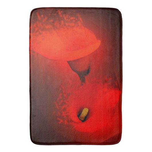 Lebhafter Roter Scatter-Effekt der Calla Lily Badematte (Vorderseite Vertikal)