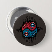 Lebhafter Roter und Blauer Gift Dart Frog Yin Yang Button (Vorne & Hinten)