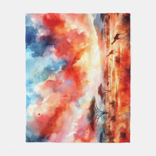 Lebhafter Safari Sunset Fleecedecke (Vorderseite)