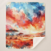 Lebhafter Safari Sunset Sherpadecke (Vorderseite)