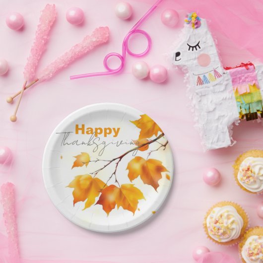 Lebhafter Serene Fall Maple Blätter Erntedank Pappteller (Party)