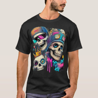 "Lebhafter Skull-T - Shirt, einzigartige Neon Stre T-Shirt
