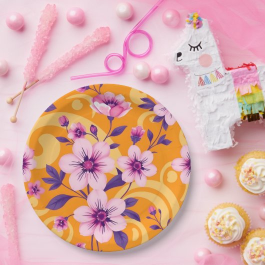 Lebhafter Sommer-Blumendopamin-Dressing- Pappteller (Party)