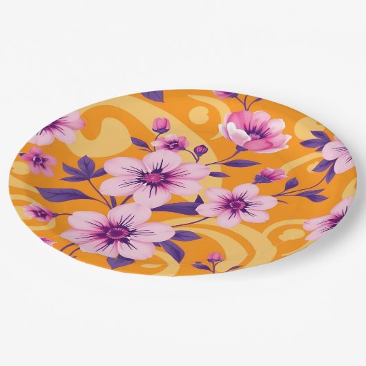 Lebhafter Sommer-Blumendopamin-Dressing- Pappteller (Schrägansicht)