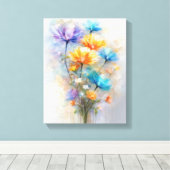 Lebhafter Sommer-Bouquet in Vase Leinwanddruck (Insitu (Holzboden))