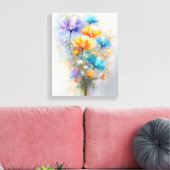 Lebhafter Sommer-Bouquet in Vase Leinwanddruck (Insitu (Wohnzimmer))