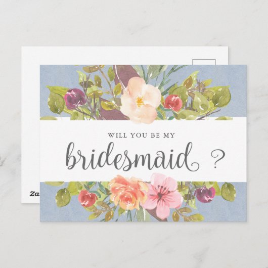 Lebhafter Sommer | Einladung von Bridesmaid Postka Postkarte (Vorne/Hinten)