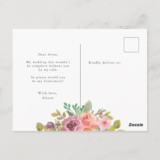 Lebhafter Sommer | Einladung von Bridesmaid Postka Postkarte (Rückseite)