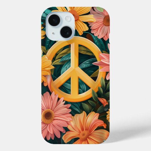 Lebhafter Sommer Floral Peace Sign Phone Case (Rückseite)