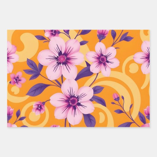 Lebhafter Sommer Florals-Dopamin-Stil Geschenkpapier Set (Vorderseite)