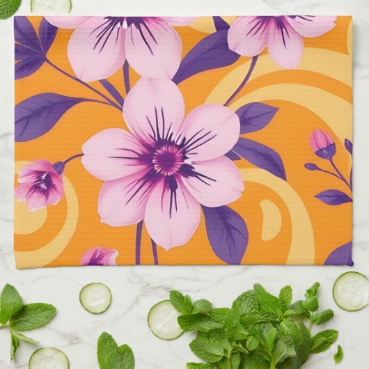 Lebhafter Sommer Florals-Dopamin-Stil Geschirrtuch (Gefaltet)