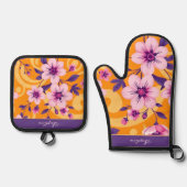 Lebhafter Sommer Florals-Dopamin-Stil Ofenhandschuh & Topflappen-Set (Vorderseite)