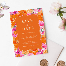 Lebhafter Sommergarten | Rosa und orange Hochzeit Save The Date