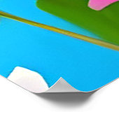 Lebhafter Songbird auf einem blühenden Zweig Poster (Ecke)