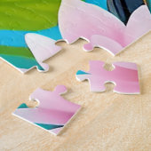 Lebhafter Songbird auf einem blühenden Zweig Puzzle (Seite)