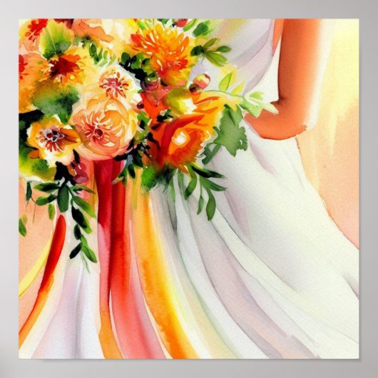 Lebhafter Sonnenuntergang, Bridal Cascading Bouque Poster (Vorne)