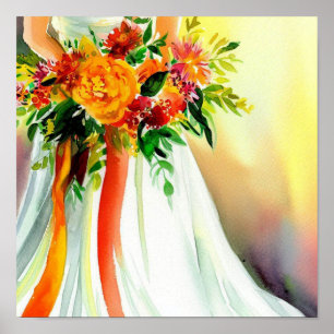 Lebhafter Sonnenuntergang, Bridal Cascading Bouque Poster