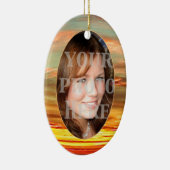 Lebhafter Sonnenuntergang Foto Rahmen Oval Ornamen Keramik Ornament (Rechts)