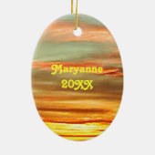 Lebhafter Sonnenuntergang Foto Rahmen Oval Ornamen Keramik Ornament (Hinten)