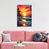 Lebhafter Sonnenuntergang im Ozean - Kunst an der Leinwanddruck (Insitu (Wohnzimmer))
