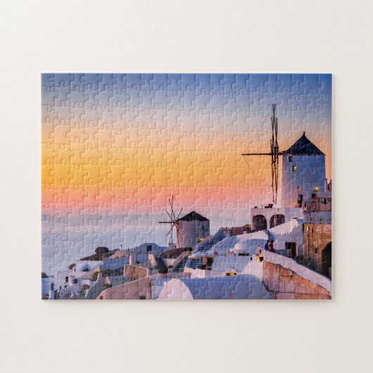 Lebhafter Sonnenuntergang in Oia, Santorin Puzzle (Horizontal)