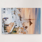 Lebhafter Sonnenuntergang in Santorini Griechenlan Puzzle (Horizontal)