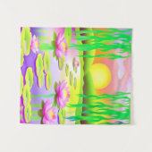 Lebhafter Sonnenuntergang mit Wasserlilie Wandteppich (Vorderseite (Horizontal))