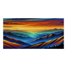 Lebhafter Sonnenuntergang über farbenfrohen Gebirg