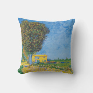 Lebhafter sonniger Weg & Gelbes Haus von Van Gogh Kissen