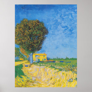 Lebhafter sonniger Weg & Gelbes Haus von Van Gogh Poster