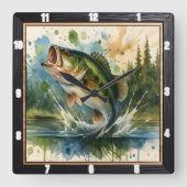 Lebhafter Springbrasssee Quadratische Wanduhr (Vorderseite)