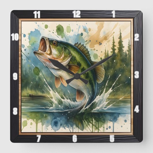 Lebhafter Springbrasssee Quadratische Wanduhr (Vorderseite)