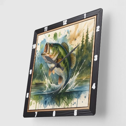 Lebhafter Springbrasssee Quadratische Wanduhr (Winkel)