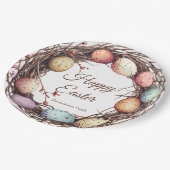 Lebhafter Springtime Egg Nest Oster Brunch Pappteller (Schrägansicht)