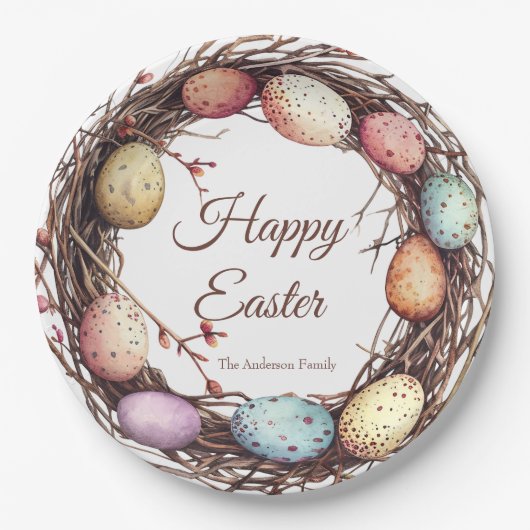Lebhafter Springtime Egg Nest Oster Brunch Pappteller (Vorderseite)