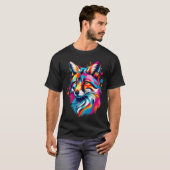 Lebhafter Spritzer Fox Pop Kunst, Dichtung und Mus T-Shirt (Vorne ganz)