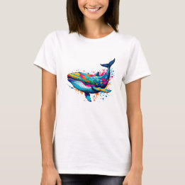 Lebhafter Spritzer  Whale Pop Kunst, Dichtung und  T-Shirt